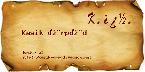 Kasik Árpád névjegykártya