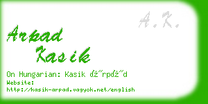 arpad kasik business card